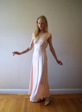 Load image into Gallery viewer, 1930s silk satin bias cut gown . vintage 30s pink slip dress . size small to s/m