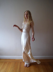 1940s 1950s silk gown . Heavenly Fischer nightgown . size xs to small