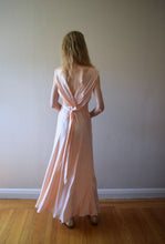 Load image into Gallery viewer, 1930s silk satin bias cut gown . vintage 30s pink slip dress . size small to s/m