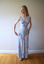Load image into Gallery viewer, 1940s floral print gown . vintage bias cut slip dress . size medium to large