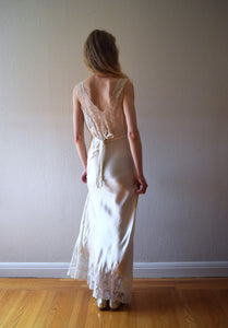 Vintage 1930s silk satin gown . bridal slip dress . size xs to medium