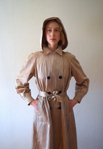 1940s hooded raincoat . vintage 40s satin trench coat . size small to large