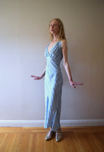 Load image into Gallery viewer, 1930s 1940s polka dot nightgown . vintage blue slip dress . size s to m