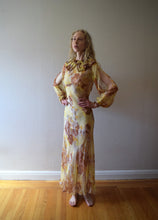 Load image into Gallery viewer, 1930s floral print silk chiffon gown . size xs to xs/small