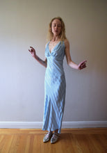 Load image into Gallery viewer, 1930s 1940s polka dot nightgown . vintage blue slip dress . size s to m