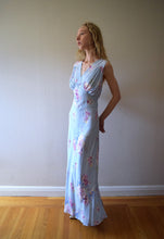 Load image into Gallery viewer, 1940s floral print gown . vintage bias cut slip dress . size medium to large