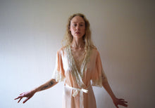 Load image into Gallery viewer, Vintage 1930s silk satin and tambour lace robe . size xs to medium