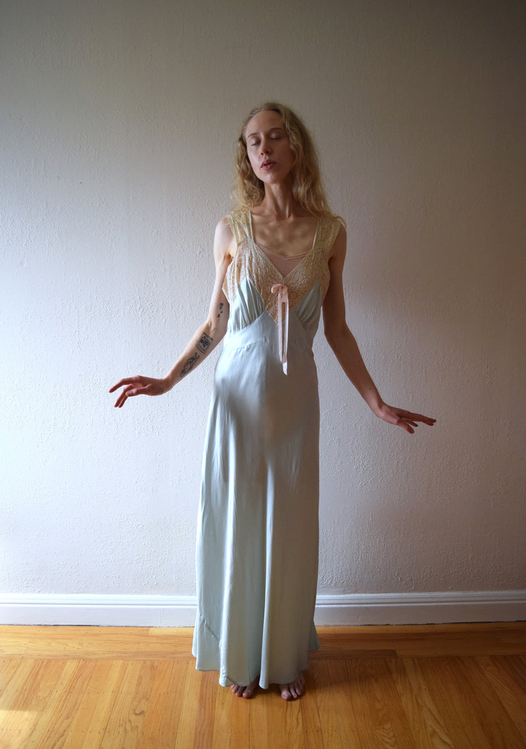 1940s silk nightgown . vintage 40s bias cut slip dress . size small to medium