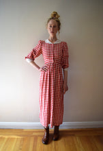 Load image into Gallery viewer, Antique gingham dress . Edwardian check day dress . size xs
