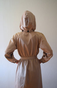 1940s hooded raincoat . vintage 40s satin trench coat . size small to large