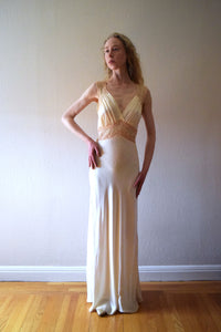 1930s 1940s silk satin gown . bias cut slip dress . size xs to medium