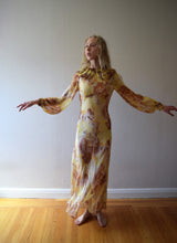 Load image into Gallery viewer, 1930s floral print silk chiffon gown . size xs to xs/small
