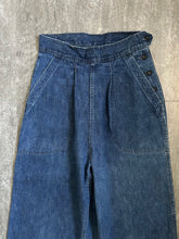 Load image into Gallery viewer, 1940s WAVES jeans . WWII naval buckle back denim . 26 waist