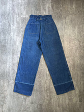 Load image into Gallery viewer, 1940s WAVES jeans . WWII naval buckle back denim . 26 waist