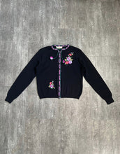 Load image into Gallery viewer, 1940s cardigan . vintage floral embroidered sweater . size medium to l/xl