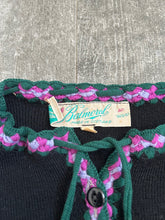 Load image into Gallery viewer, 1940s cardigan . vintage floral embroidered sweater . size medium to l/xl