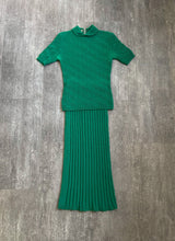 Load image into Gallery viewer, 1940s knit dress set . vintage 40s green knitwear . size xs to medium