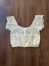 Load image into Gallery viewer, Antique corset cover . lace and silk top . size xs to xs/small