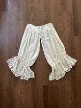 Load image into Gallery viewer, Antique bloomers with lace cuffs and ribbons . size xs to small