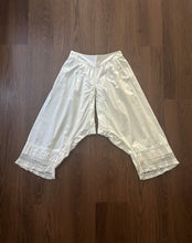 Load image into Gallery viewer, Antique split drawer bloomers with crochet trim . size small