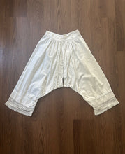 Load image into Gallery viewer, Antique split drawer bloomers with crochet trim . size small