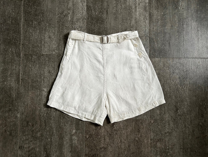 1930s linen shorts . vintage 30s shorts . size xxs to xs