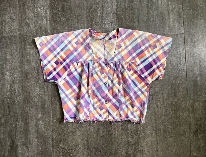 1930s 1940s top . vintage cotton feedsack top . size s to m