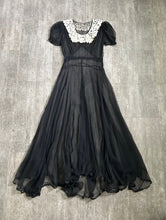 Load image into Gallery viewer, 1930s sheer gown . vintage 30s black dress . size m to l