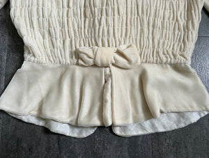 1930s 1940s silk velvet top . cream velvet blouse . size s to s/m