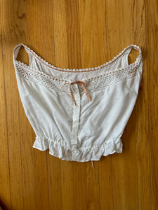 Antique corset cover . vintage Edwardian era cotton top . size small to xl