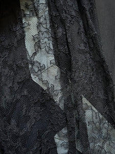 1940s black gown . vintage 40s rayon and lace dress . size small to medium