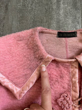Load image into Gallery viewer, 1900s antique flannel jacket . pink knit bodice top . size s