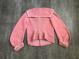 1900s antique flannel jacket . pink knit bodice top . size s