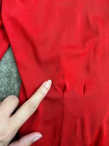 1940s red jersey blouse . vintage studded top . size s to m