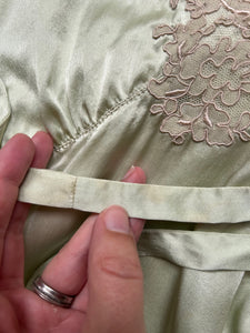 1930s silk satin and lace top . vintage blouse . size xs to small