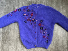 Load image into Gallery viewer, 1950s 1960s beaded angora cardigan . vintage sweater . size s to m