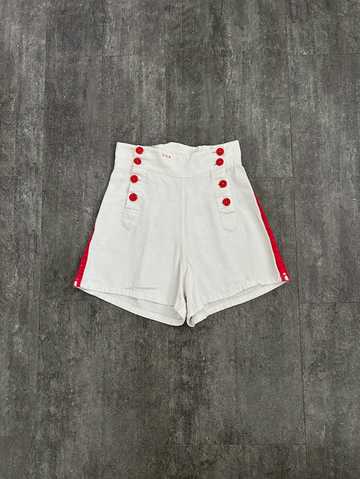 1930s shorts . vintage 30s fall front shorts . size xs to small