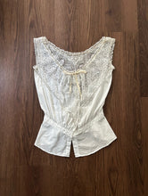 Load image into Gallery viewer, Antique corset cover . 1900s 1910s cotton and lace top . size xs to xs/s