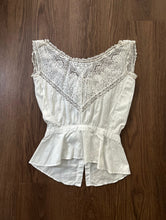 Load image into Gallery viewer, Antique corset cover . 1900s 1910s cotton and lace top . size xs to xs/s