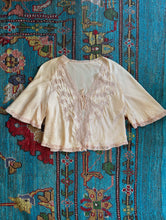 Load image into Gallery viewer, 1930s silk satin bed jacket with inset lace . size small to large