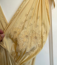 Load image into Gallery viewer, 1940s silk satin gown . vintage yellow slip dress . size small to s/m