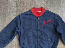 Load image into Gallery viewer, 1950s denim jacket . vintage 50s bomber jacket . size xs to s