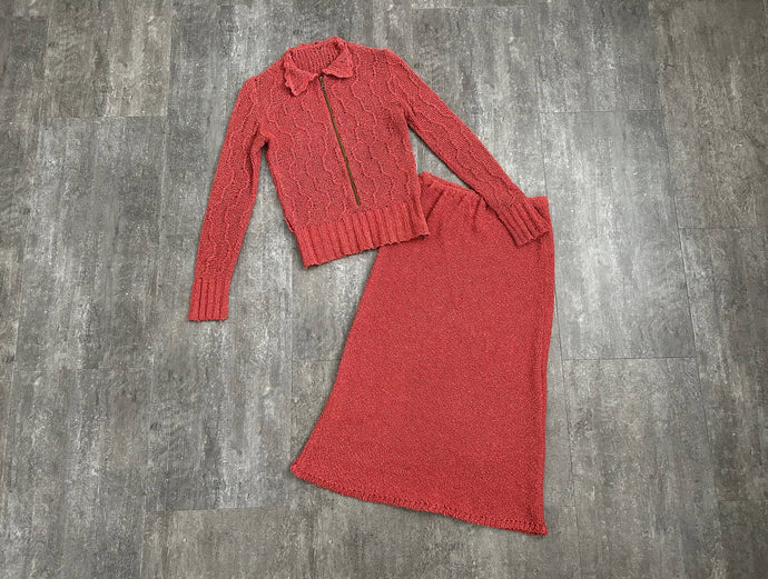 1930s knit set . vintage 30s wool knit set . size xs to m