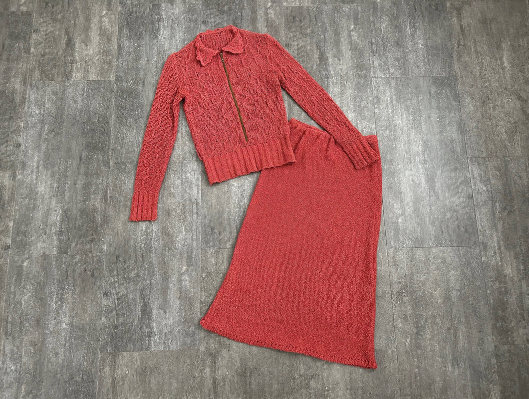 1930s knit set . vintage 30s wool knit set . size xs to m