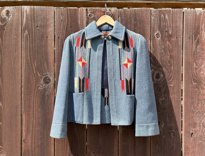 1940s Chimayo jacket . vintage 40s wool short jacket . size xs to s