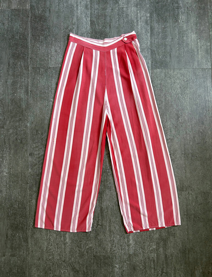 1930s 1940s lounge pants . striped vintage pants . size m