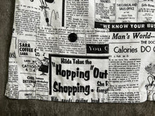 Load image into Gallery viewer, 1960s novelty newsprint top . vintage 60s shirt . size l