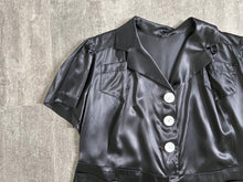 Load image into Gallery viewer, 1940s satin romper . black vintage playsuit . size xl to xxl