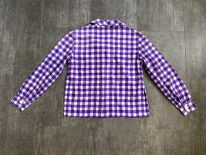 1940s gingham shirt . vintage cotton top . size m