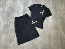 Load image into Gallery viewer, 1940s 1950s knit set . Zodiac ribbon knit set . size s to m